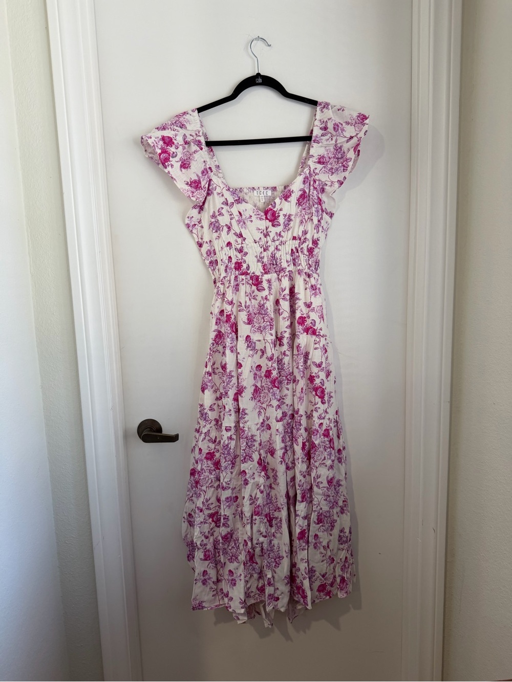 Floral Pink and White Midi Dress -NWT